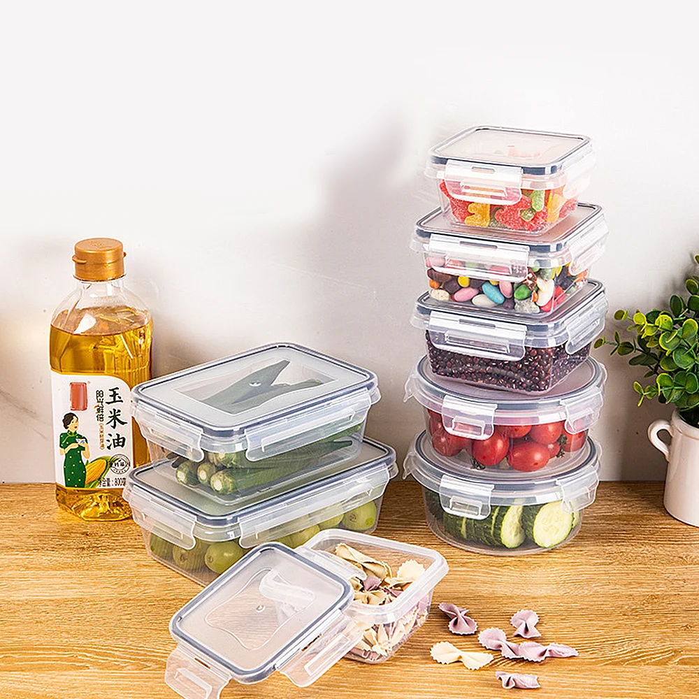 12pc Sealed refrigerator storage box with lid crisper Food Retain Freshness Transparent Storage Jar lunch box with lid thumbnail 2