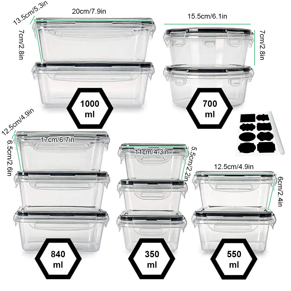 12pc Sealed refrigerator storage box with lid crisper Food Retain Freshness Transparent Storage Jar lunch box with lid thumbnail 4