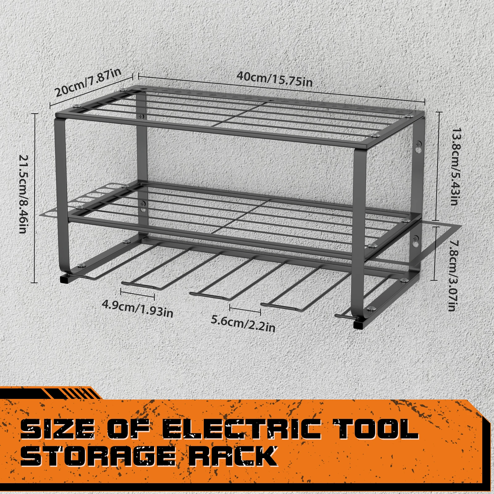 DayPlus 3-Tier Power Tool Storage, Heavy Duty Metal Tools Shelf Organizer Rack for 4 Drill Tools, Toolbox, Screwdrivers, Pliers thumbnail 3