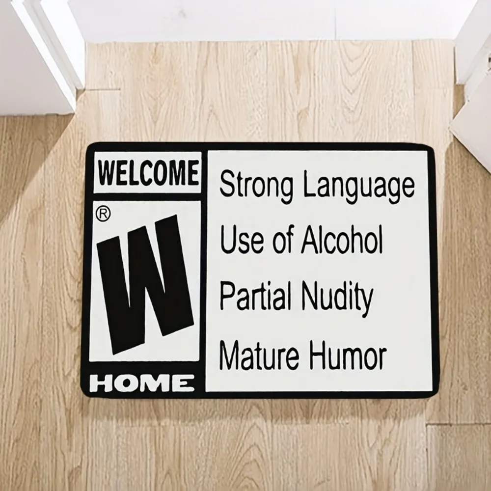 VIKAMA Game Rating Humor Rug Black & White W-Grade “WELCOME HOME” Design Non-Slip Absorbent Creative Doormat Home Decor thumbnail 5