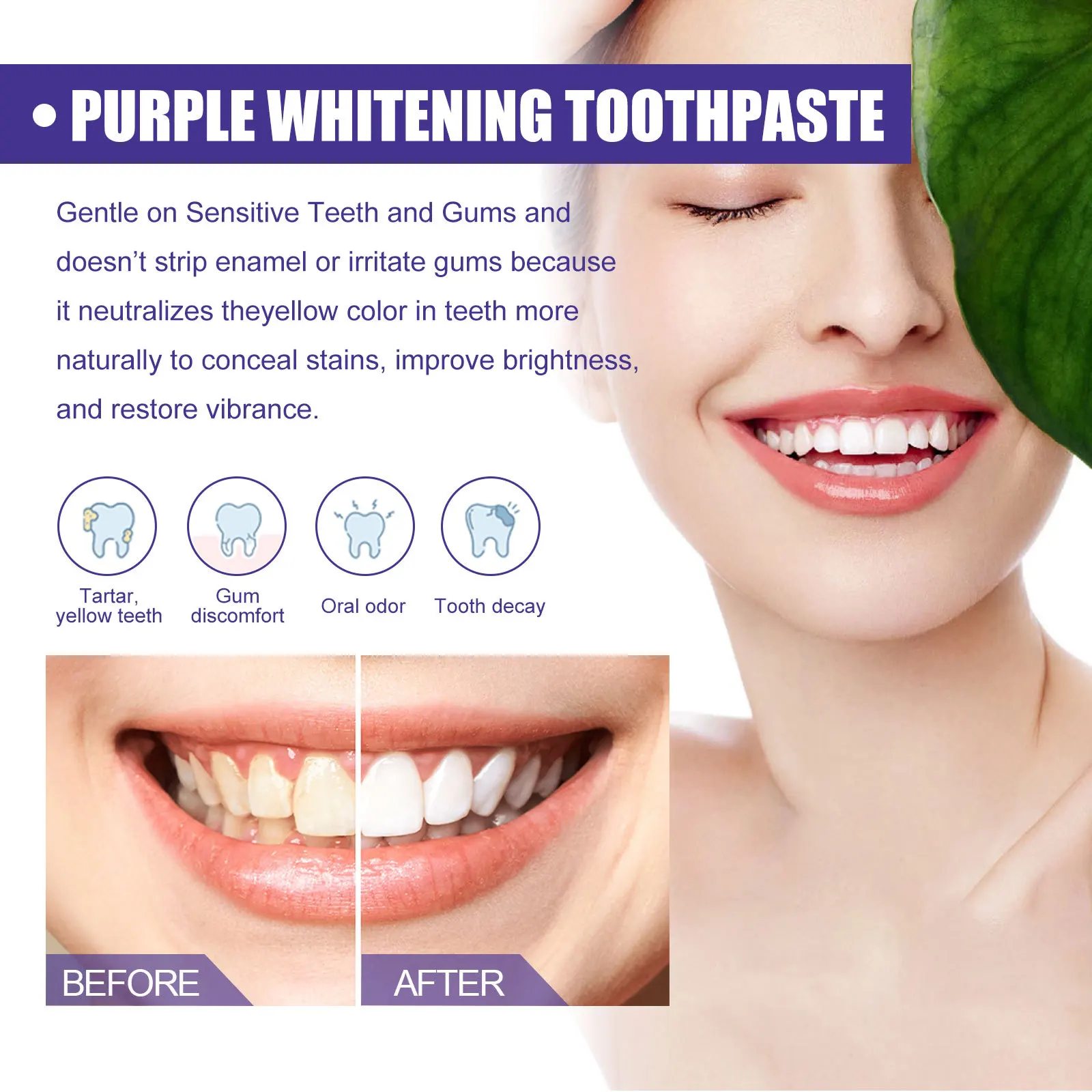 V34 Dental Toothpaste Whitening Instant Teeth Whitener Tooth Stain Tartar Hygiene Fresh Breath Cleaner Oral thumbnail 4
