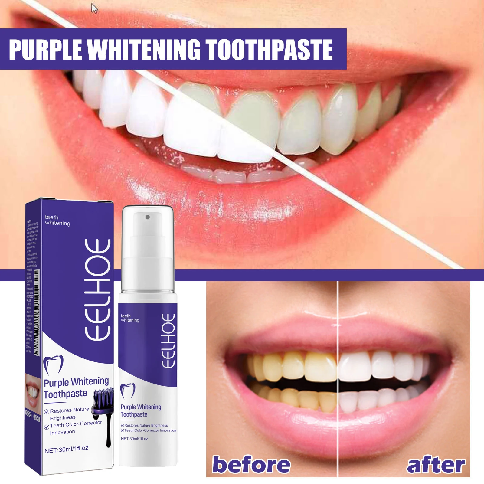 V34 Dental Toothpaste Whitening Instant Teeth Whitener Tooth Stain Tartar Hygiene Fresh Breath Cleaner Oral thumbnail 2
