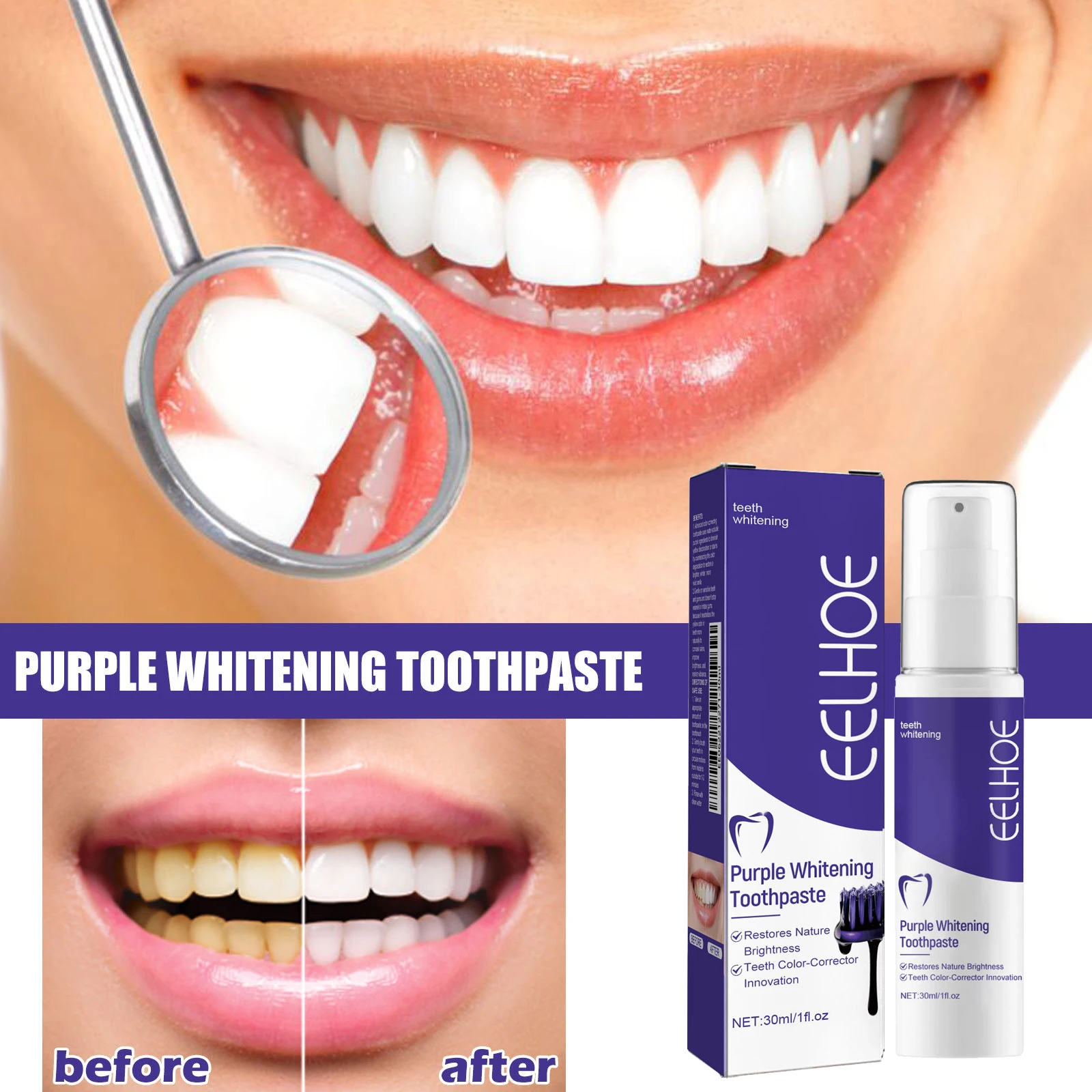 V34 Dental Toothpaste Whitening Instant Teeth Whitener Tooth Stain Tartar Hygiene Fresh Breath Cleaner Oral thumbnail 3
