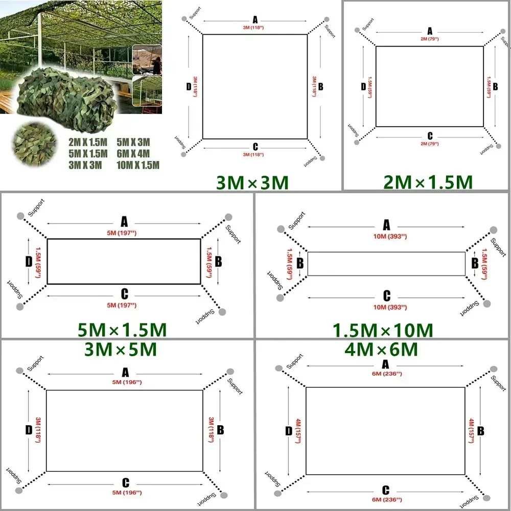 Woodland Camouflage Netting Woodland Camo Net for Camping Hunting Shooting Sunscreen Nets Sun Shelter Car Shade Covers Tents thumbnail 4