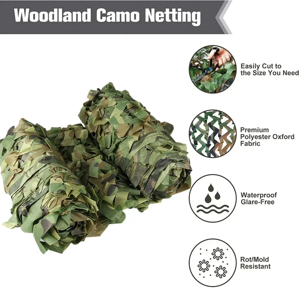 Woodland Camouflage Netting Woodland Camo Net for Camping Hunting Shooting Sunscreen Nets Sun Shelter Car Shade Covers Tents thumbnail 2