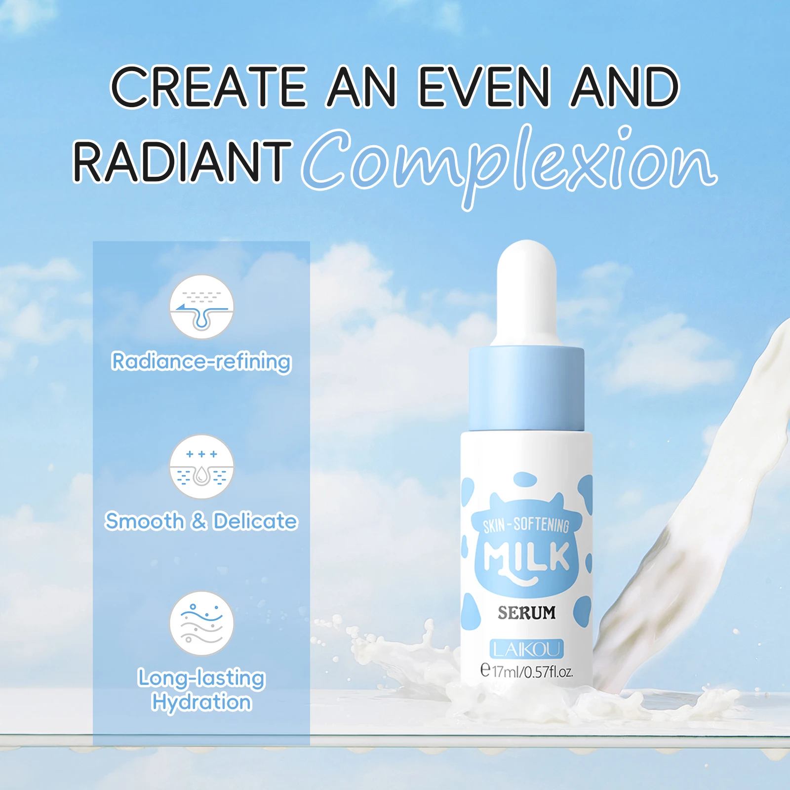 LAIKOU Milk Skincare Set Softening Serum Moisturizing Cream Gentle Cleanser Brightening Hydration Travel Kit thumbnail 6