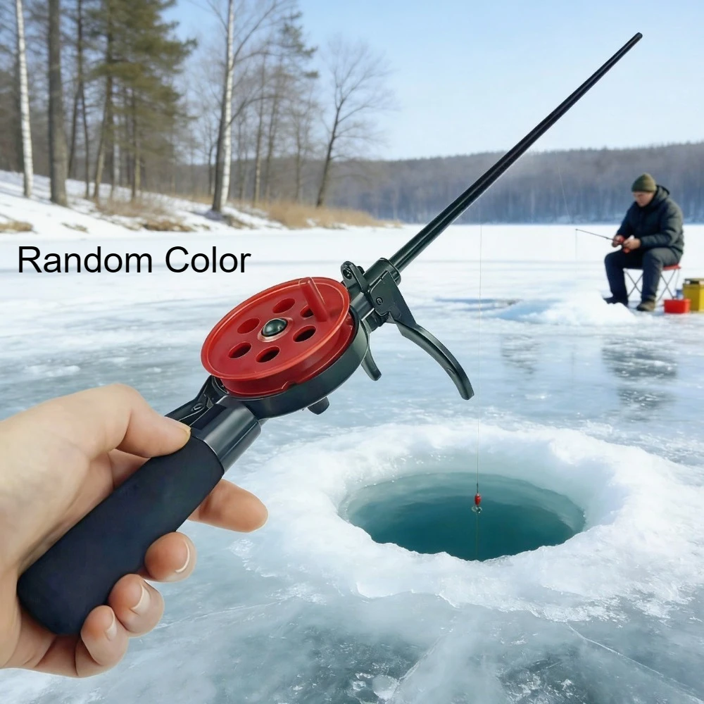 1pc 33.5cm Mini Ice Fishing Rod and Reel Combo Portable Winter Fishing Pole Mini Ice Fishing Rod Sea Fishing Rod Tackle Pesca