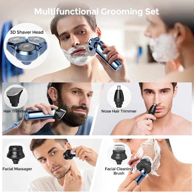 SEJOY Electric Shaver for Men,Hair Trimmer,Nose Hair Scissors,Facial Cleanser, Facial Massager Rechargeable Shaving Machine thumbnail 6