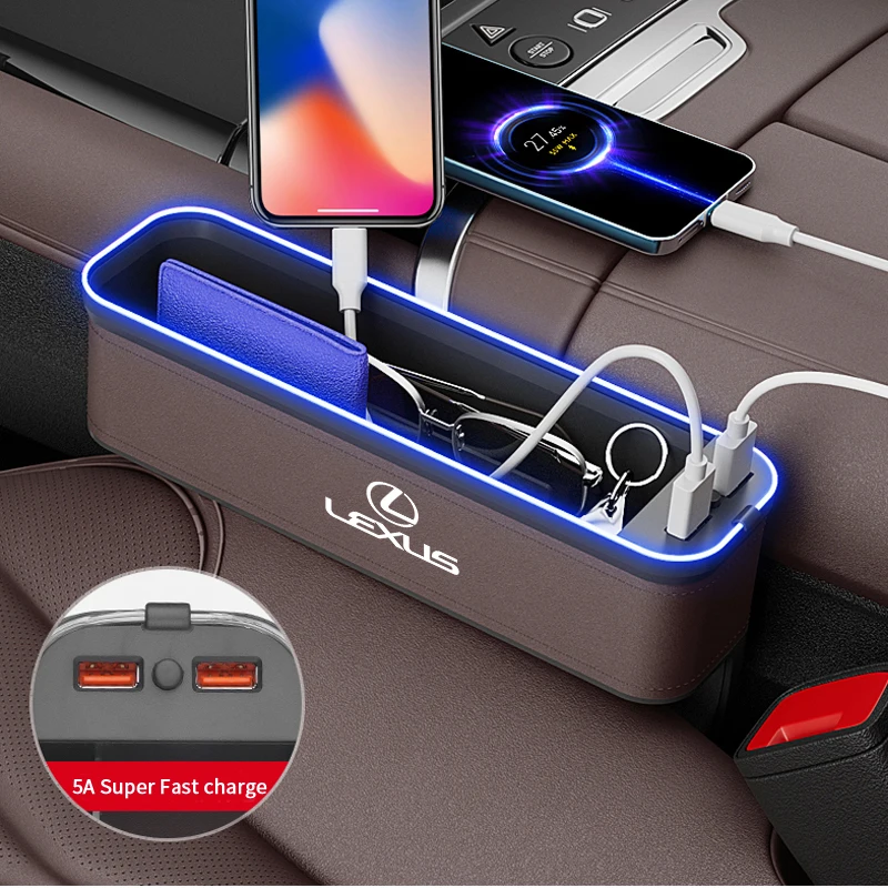 Lexus F Sport ES200 ES260 ES300 RX300 LS500h GS300 IS300 CT200h LX570 GX Car USB Charging Multifunction Seat Crevice Storage Box thumbnail 4