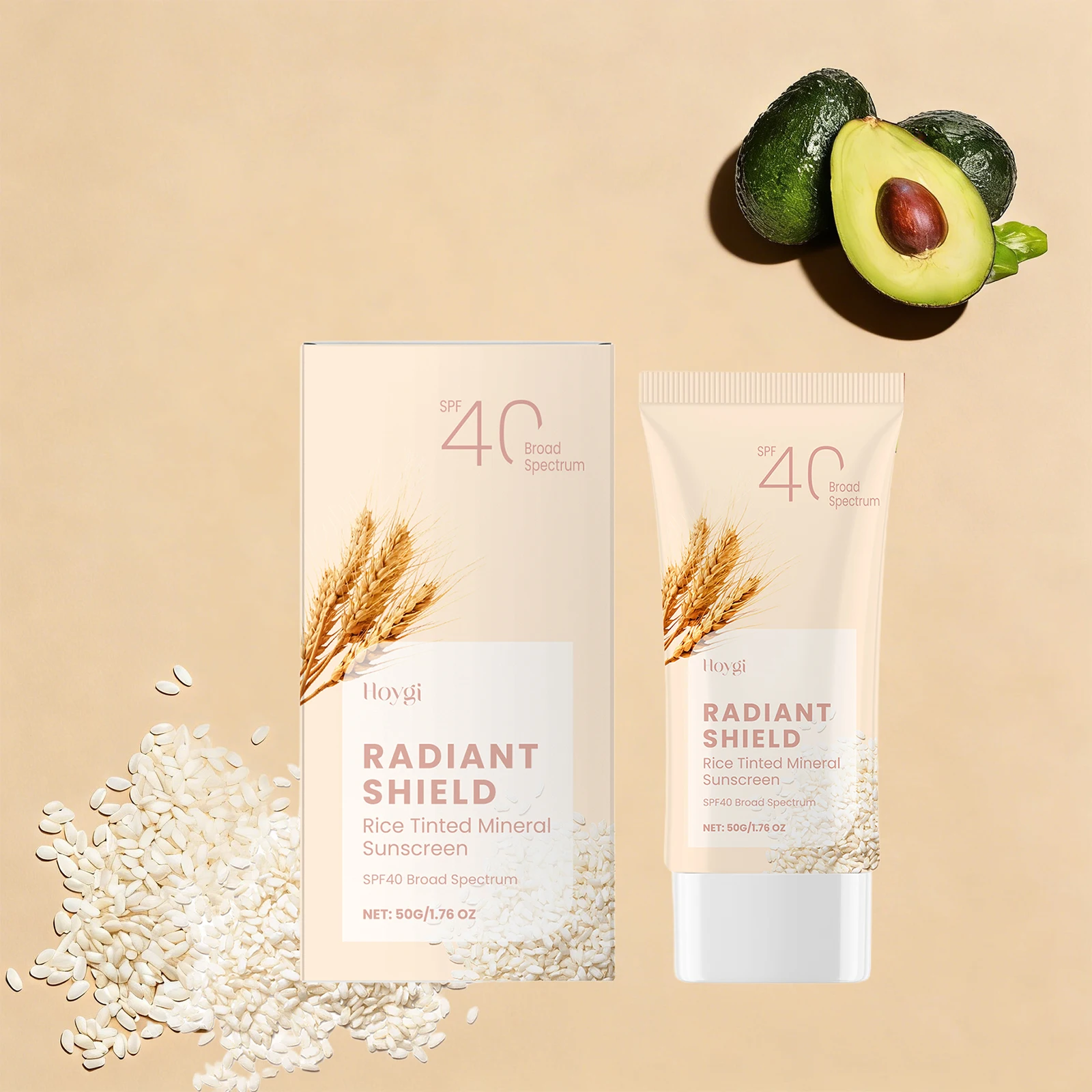 Spf40 Rice Tinted Mineral Sunscreen Ultraviolet Sun Protection Antioxidant Moisturizing Repair Sunburn Refreshing Face Skin Care thumbnail 5