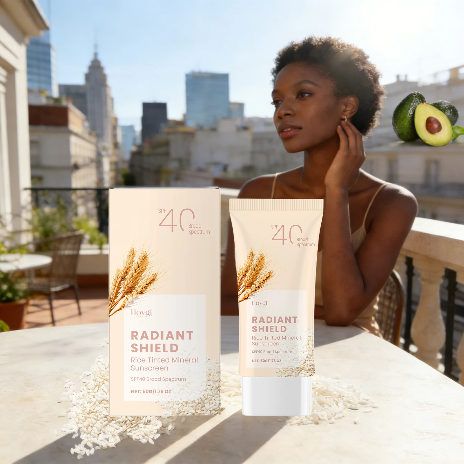 Spf40 Rice Tinted Mineral Sunscreen Ultraviolet Sun Protection Antioxidant Moisturizing Repair Sunburn Refreshing Face Skin Care thumbnail 6