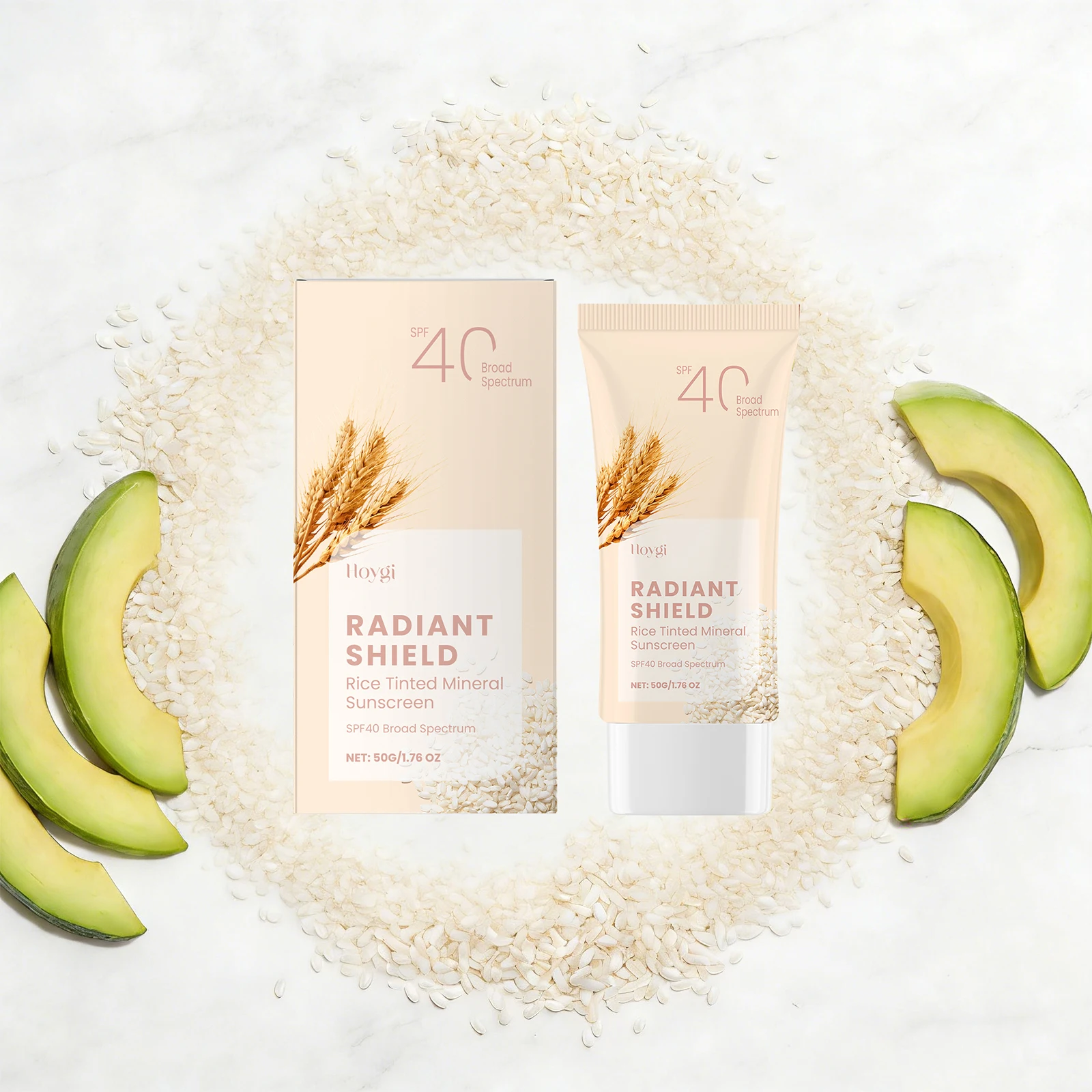 Spf40 Rice Tinted Mineral Sunscreen Ultraviolet Sun Protection Antioxidant Moisturizing Repair Sunburn Refreshing Face Skin Care thumbnail 4