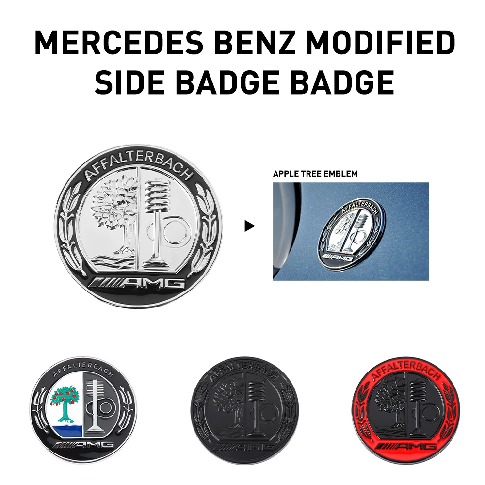 45mm 65mm 3D Metal Logo Apple Tree AMG Emblem Car Rear Side C Pillar Badge for Mercedes Benz A C E GLA GLC GLE GLS Sticker thumbnail 2