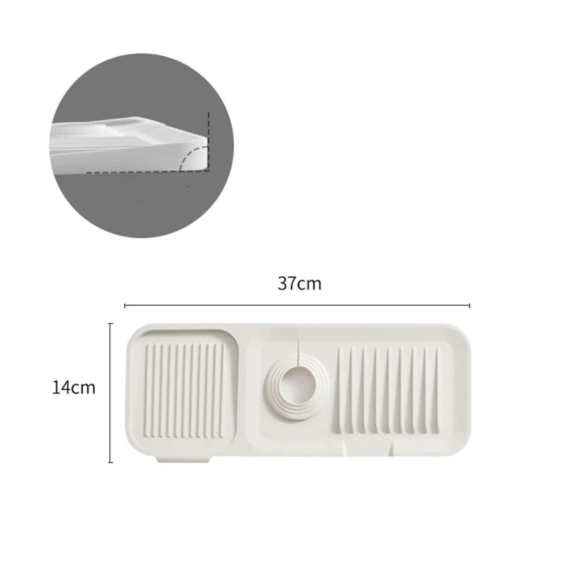 1pc Silicone Kitchen Sink Pad, Modern Beige Anti-slip Splash Prevention Faucet Absorbent Pad For Kitchen thumbnail 4