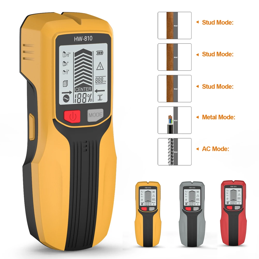 6 in 1 Smart Stud Finder Wall Scanner Electric Wall Scanner Sensor Studs Detector for Wood Magnetic Metal AC Wire Finding thumbnail 2