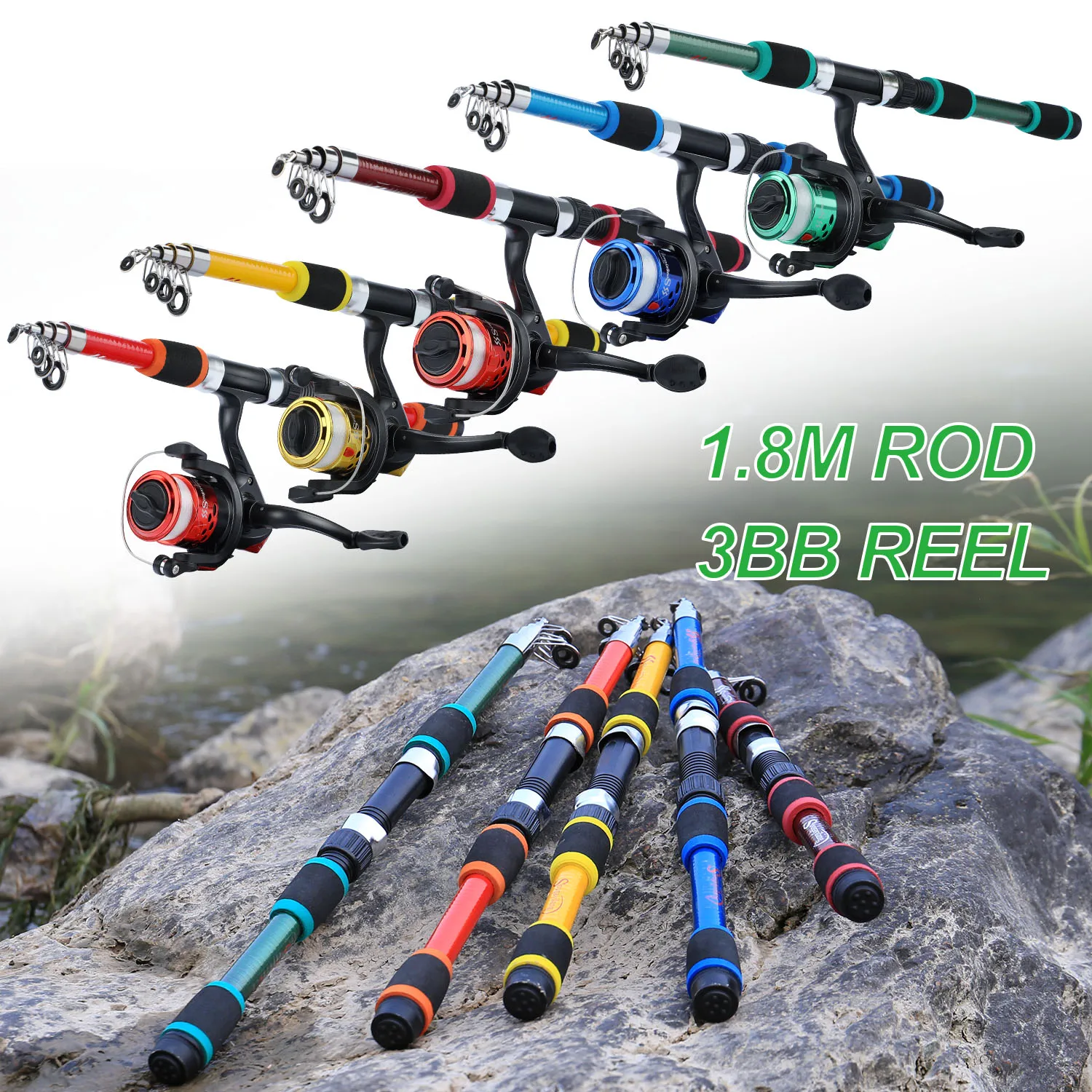 Sougayilang Spinning Fishing Rod and Reel Combo1.8M Telescopic Rod with 5.2:1 3BB Fishign Reel Max Drag 5kg Full Fishing Kit thumbnail 3