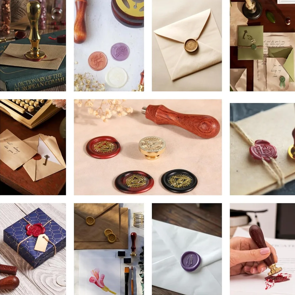 Custom Brass Wax Seal Stamp Personalized LOGO 25/30/40/50mm Round/Square Wax Sealing Head For Wedding Invitation Card Decor Seal thumbnail 5