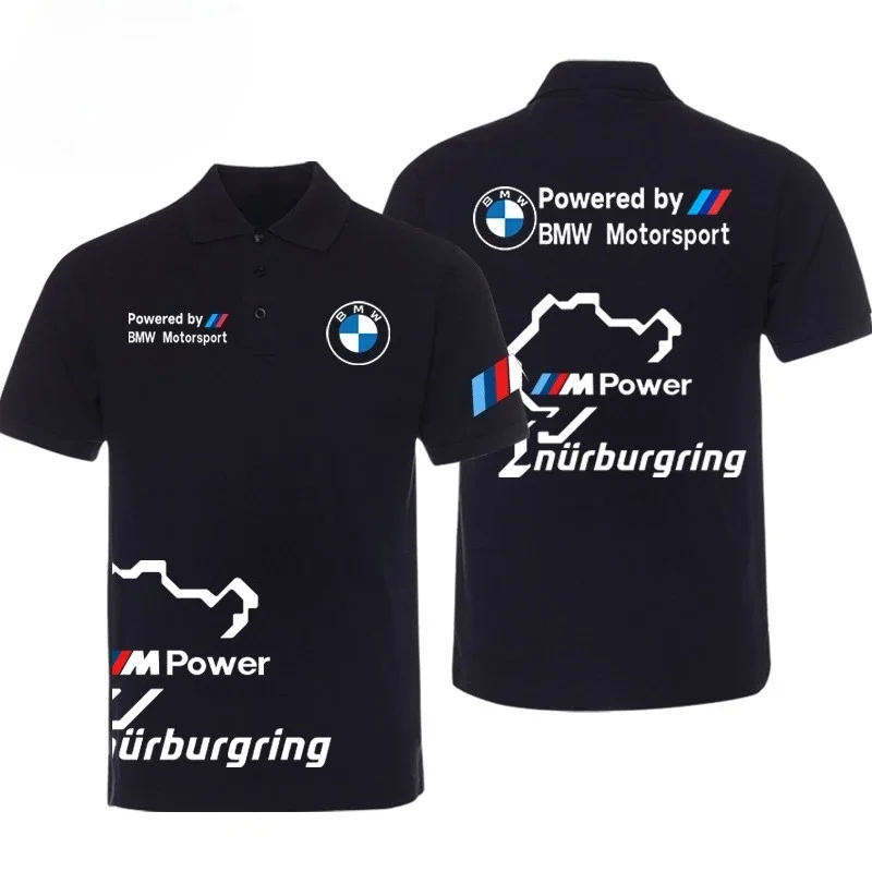 BMW Men's 2025 New Lapel Short Sleeve T-Shirt BMW Modified Car Culture Car Lovers Printed Men's and Women's Same Polo Shirt Top