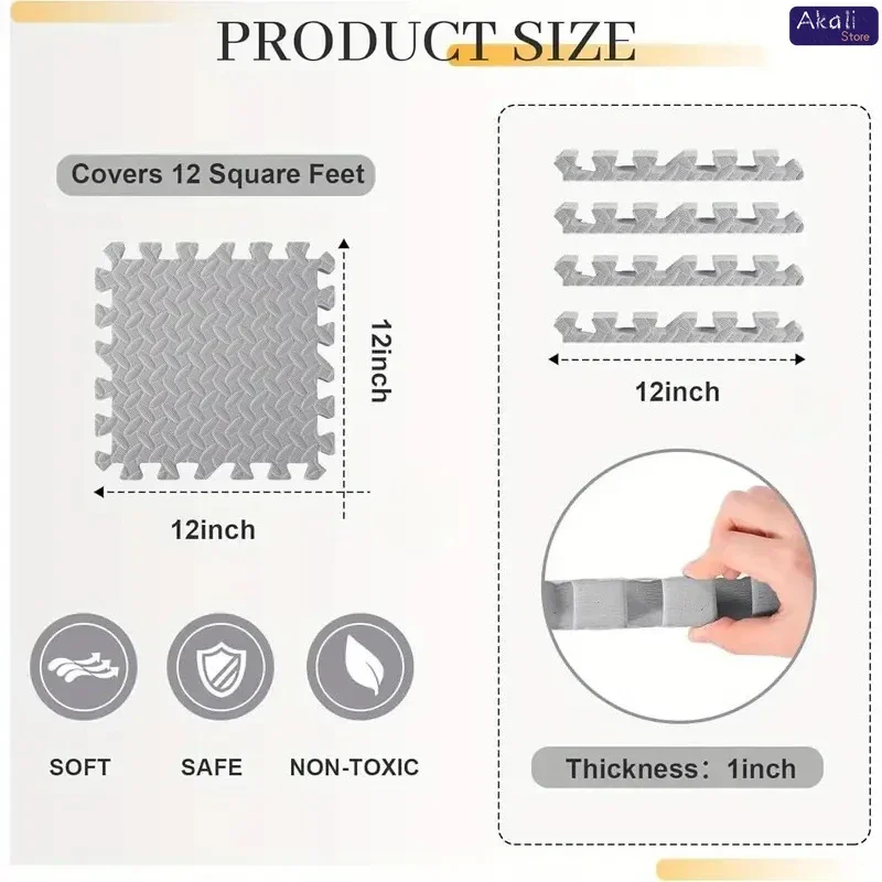 2.5cm Thickened Version Interlocking Puzzle Tiles 30x30cm Thick EVA Foam Floor Mat Yoga Fitness Exercise Gym Home Carpet Pad thumbnail 5
