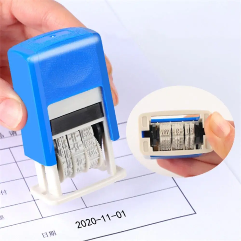 DIY Handle Account Date Stamps Manual Pressing Mini Stamps For Office Supplies Date Wheel Stamp （Without Ink） thumbnail 2