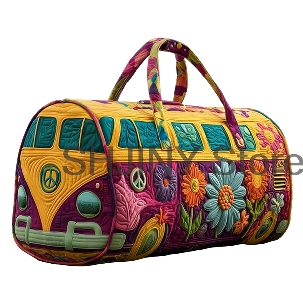 Men's 2026 Camping Trailer Quilted Duffle Bag Unisex Casual Daypack Women Weekender Travel Handbag thumbnail 5