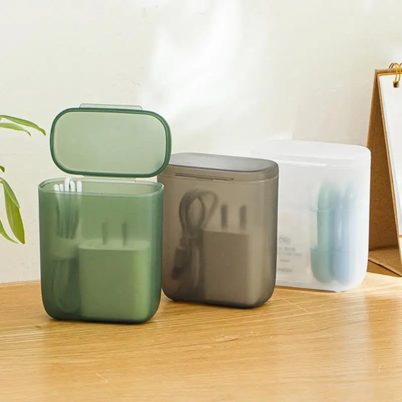 Portable Cable Storage Box Wound Headphone Cable Charger Storage Box Drawer Sorting Boxes with Cover Makeup Lipstick Holder Case thumbnail 2