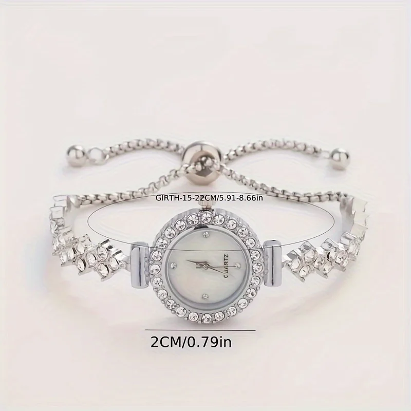 1 piece of elegant women's quartz watch, paired with luxurious rhinestone embellishment - gold simulated bracelet thumbnail 6