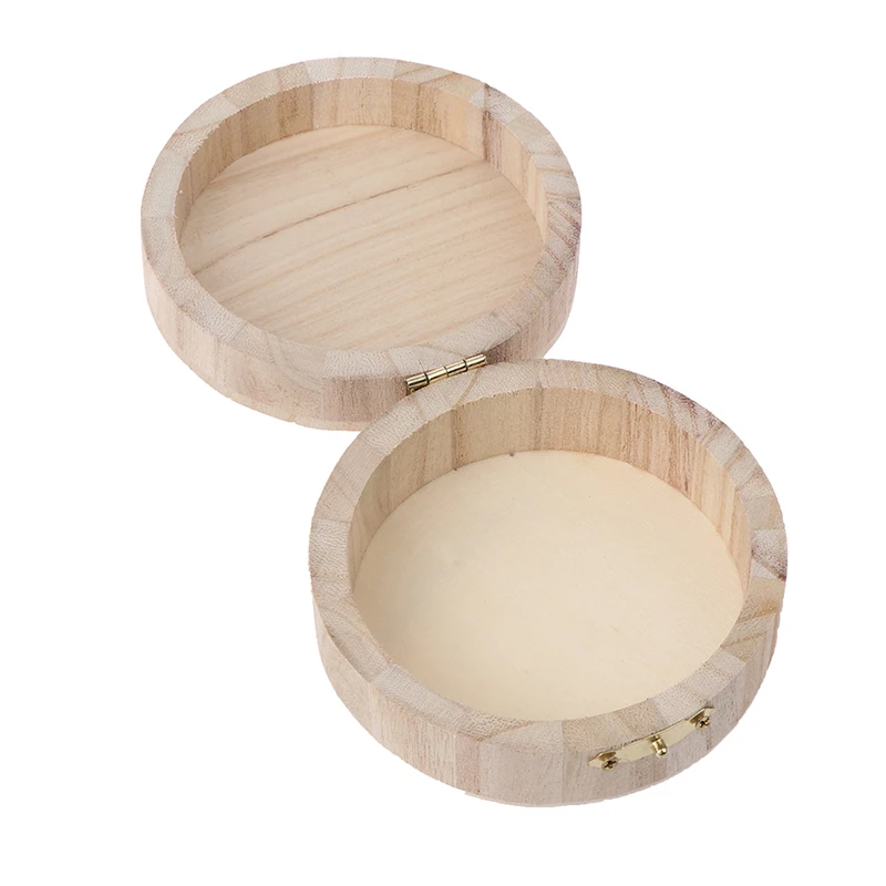 1PCS Vintage Round Wooden Jewelry Box Organizer Lid Lock Storage Case Retro Jewelry Box Craft Mud Base thumbnail 3