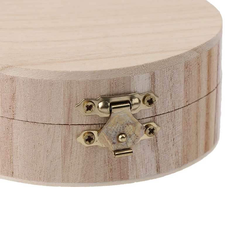 1PCS Vintage Round Wooden Jewelry Box Organizer Lid Lock Storage Case Retro Jewelry Box Craft Mud Base thumbnail 6