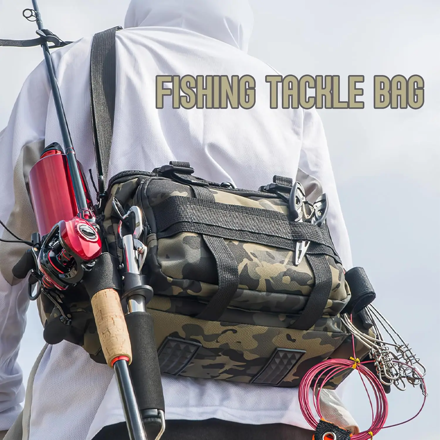 Fishing Gear Bag Waterproof Oxford Cloth Large Capacity Multi-Pocket Portable Fishing Accessories Organizer Waist Shoulder Pouch thumbnail 2