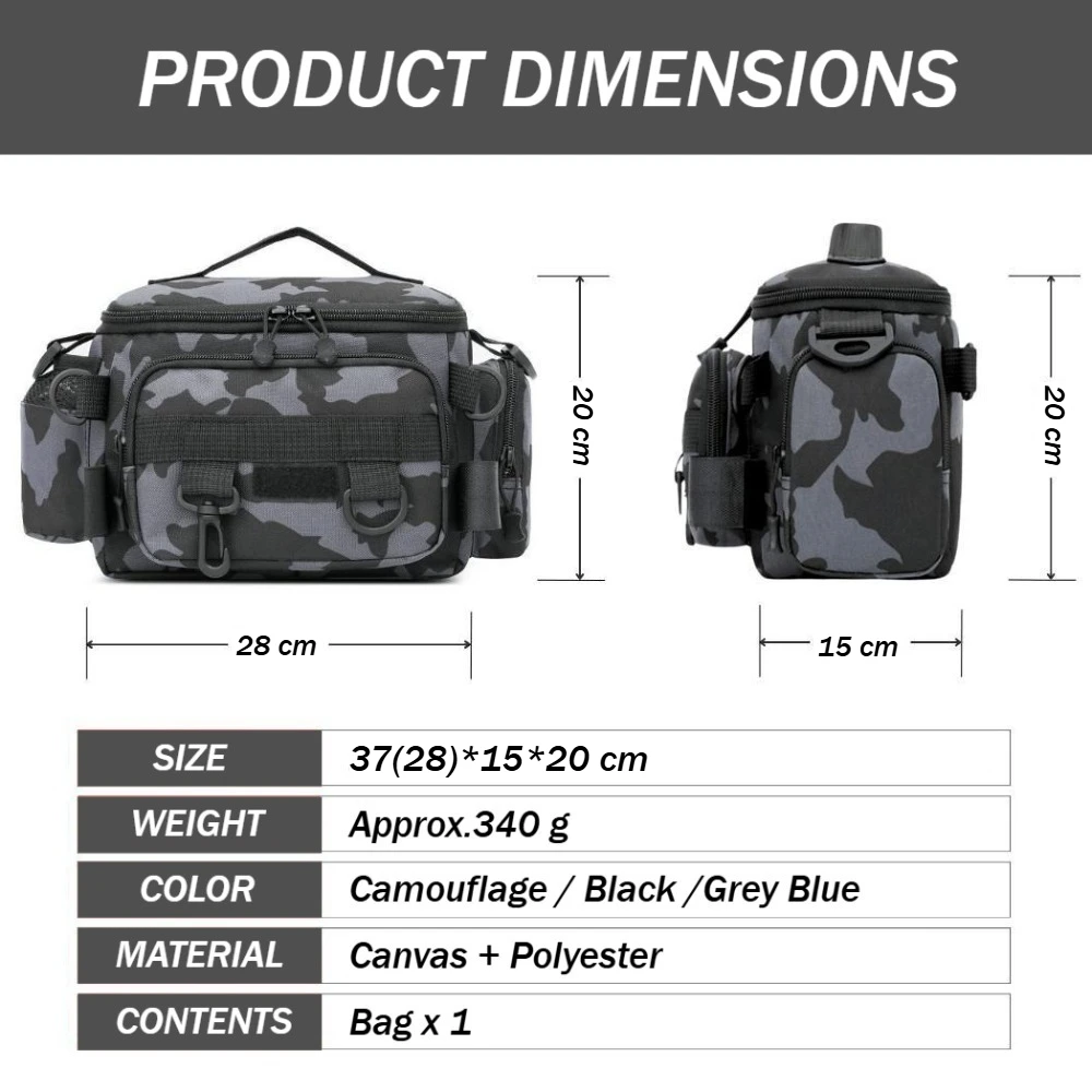 Fishing Gear Bag Waterproof Oxford Cloth Large Capacity Multi-Pocket Portable Fishing Accessories Organizer Waist Shoulder Pouch thumbnail 5