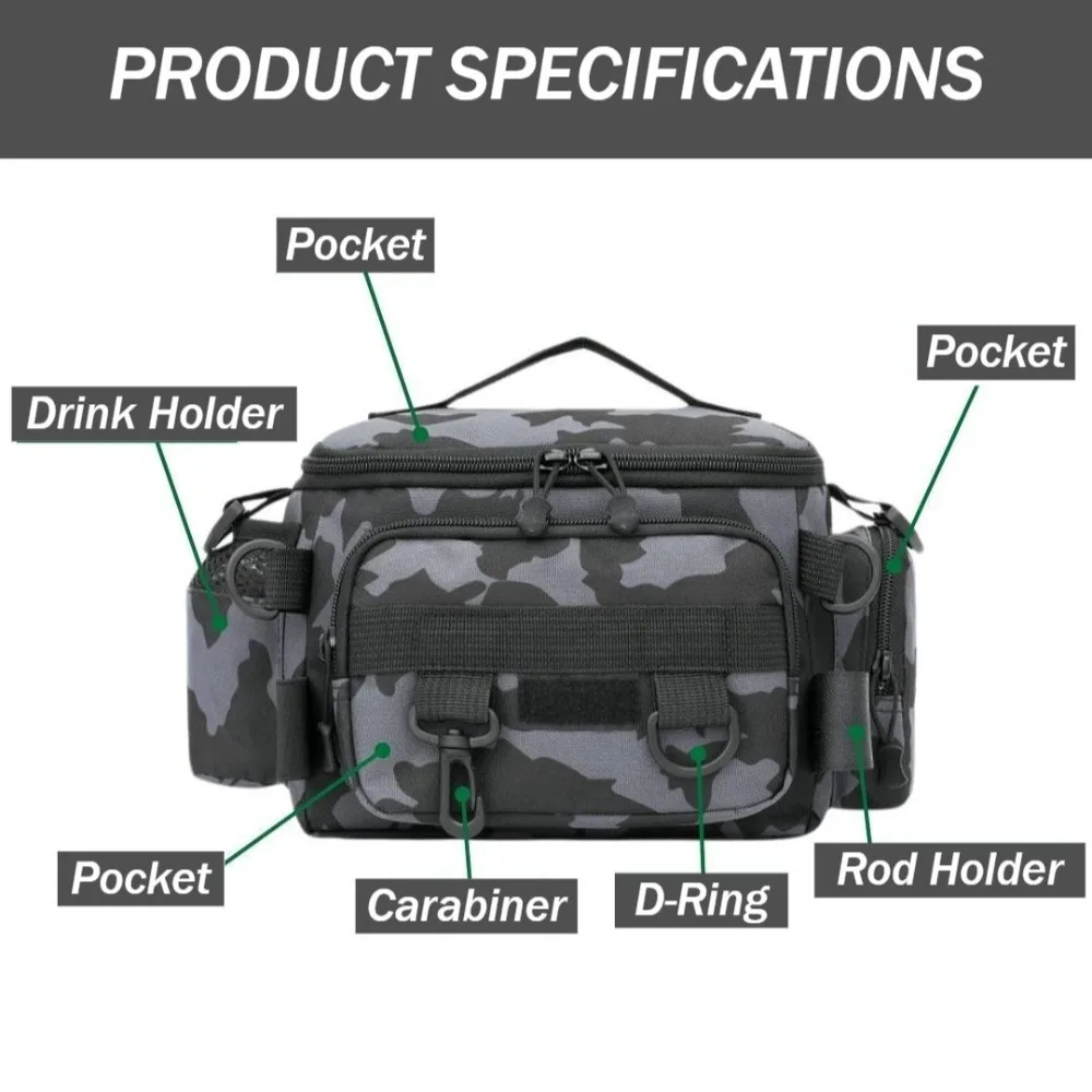 Fishing Gear Bag Waterproof Oxford Cloth Large Capacity Multi-Pocket Portable Fishing Accessories Organizer Waist Shoulder Pouch thumbnail 4