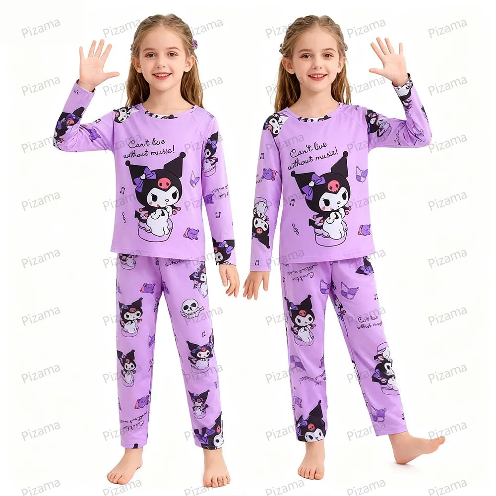 Sanrio Girls Pajamas Sets Full Sleeve Soft Hello Kitty Pyjamas Kids Cinnamoroll Pijamas Sleepwear Kuromi Baby Homewear Pjs thumbnail 2