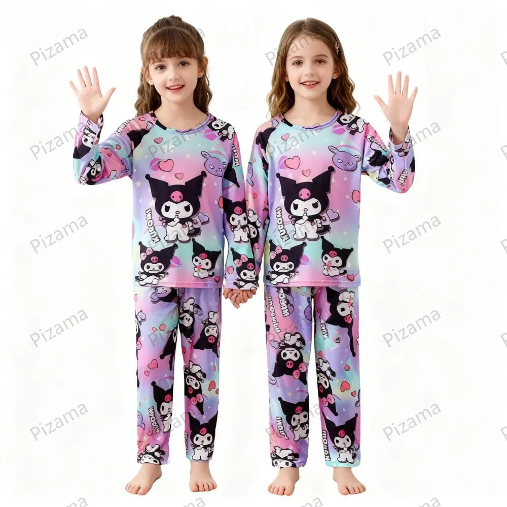 Sanrio Girls Pajamas Sets Full Sleeve Soft Hello Kitty Pyjamas Kids Cinnamoroll Pijamas Sleepwear Kuromi Baby Homewear Pjs thumbnail 4