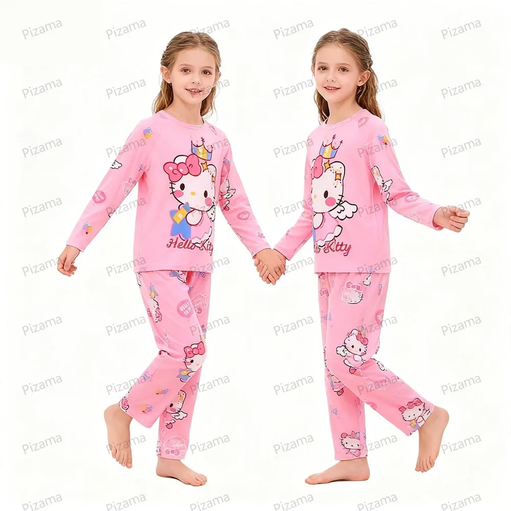 Sanrio Girls Pajamas Sets Full Sleeve Soft Hello Kitty Pyjamas Kids Cinnamoroll Pijamas Sleepwear Kuromi Baby Homewear Pjs thumbnail 3