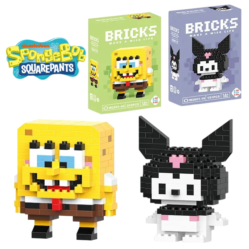 SpongeBob SquarePants Toy Sanrio Kuromi Building Blocks Patrick Star Figure Hello Kitty Cartoon Character Toy For Children Gifts