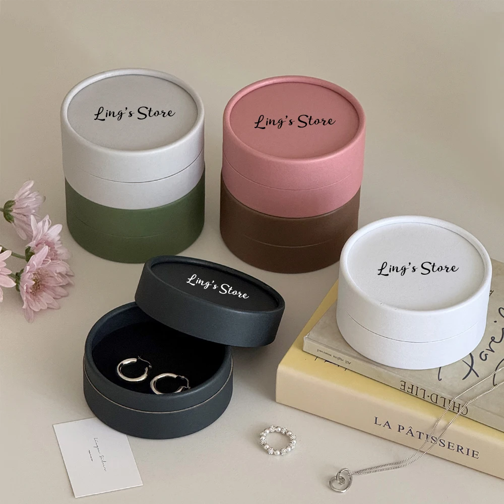Personalized Logo 10x5cm Jewelry Box Ring Earring Necklace Studs Small Jewellery Key Coin Gift Boutique Packaging Organizer Case