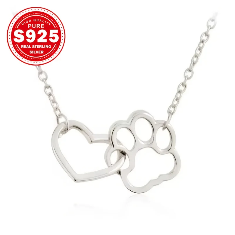 925 sterling silver women's ankle bracelet with double-layer cat claw and heart-shaped charms, Bohemian-style vacation jewelry thumbnail 5