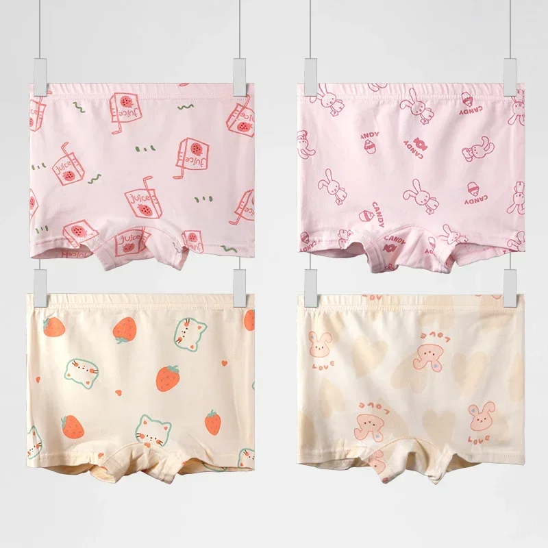 5PCSGirls' underwear, flat cotton shorts, children's quadrangle pants, baby and little girl summer thin style, medium and large