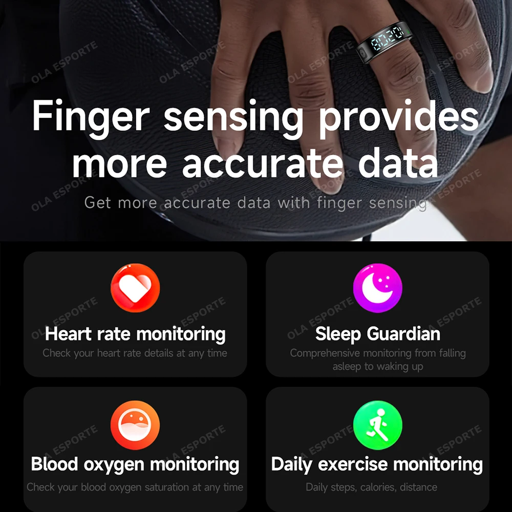 2026 Smart Ring with Display Screen and Touch, Wireless Charging, Health Manager, 5 ATM Waterproof For Men Women Rings R12 R11 thumbnail 2