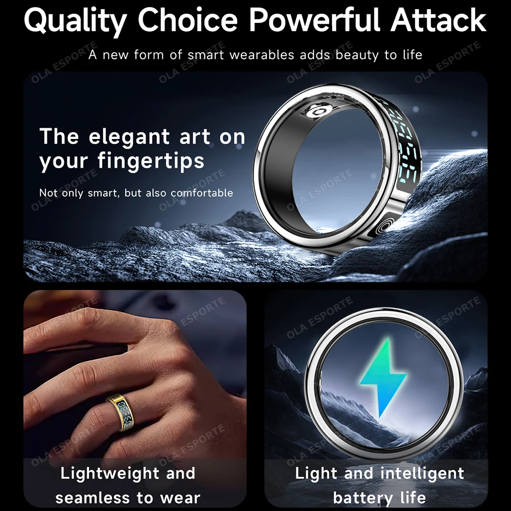 2026 Smart Ring with Display Screen and Touch, Wireless Charging, Health Manager, 5 ATM Waterproof For Men Women Rings R12 R11 thumbnail 4