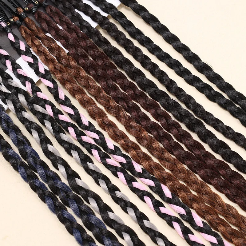6pcs Synthetic Long Straight Box Braid Hair Extension Clip in Ponytail High-Temperature Fiber Hairpiece for Women Accessories thumbnail 3