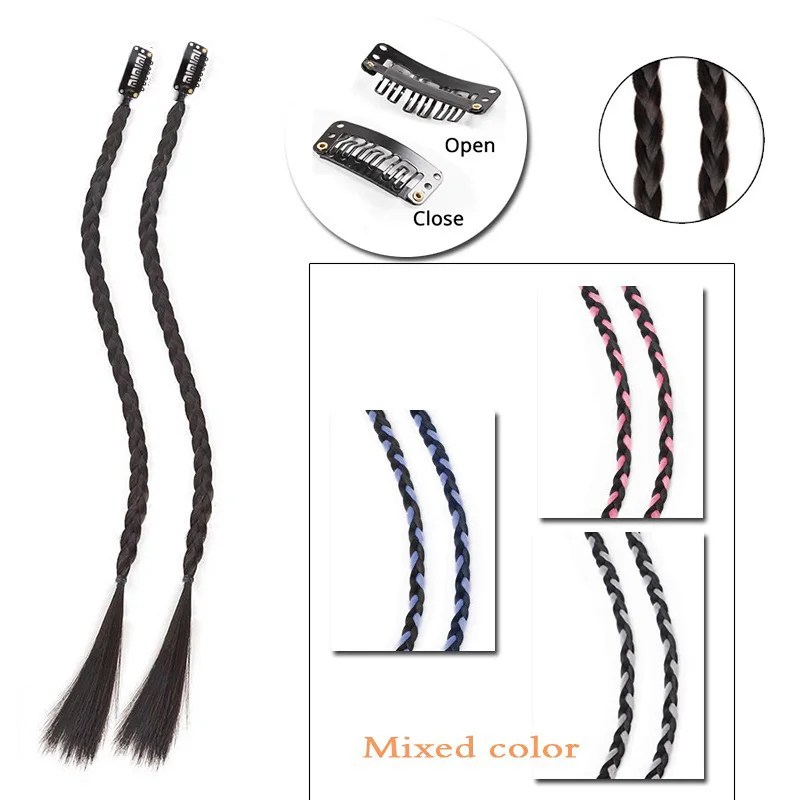 6pcs Synthetic Long Straight Box Braid Hair Extension Clip in Ponytail High-Temperature Fiber Hairpiece for Women Accessories thumbnail 4