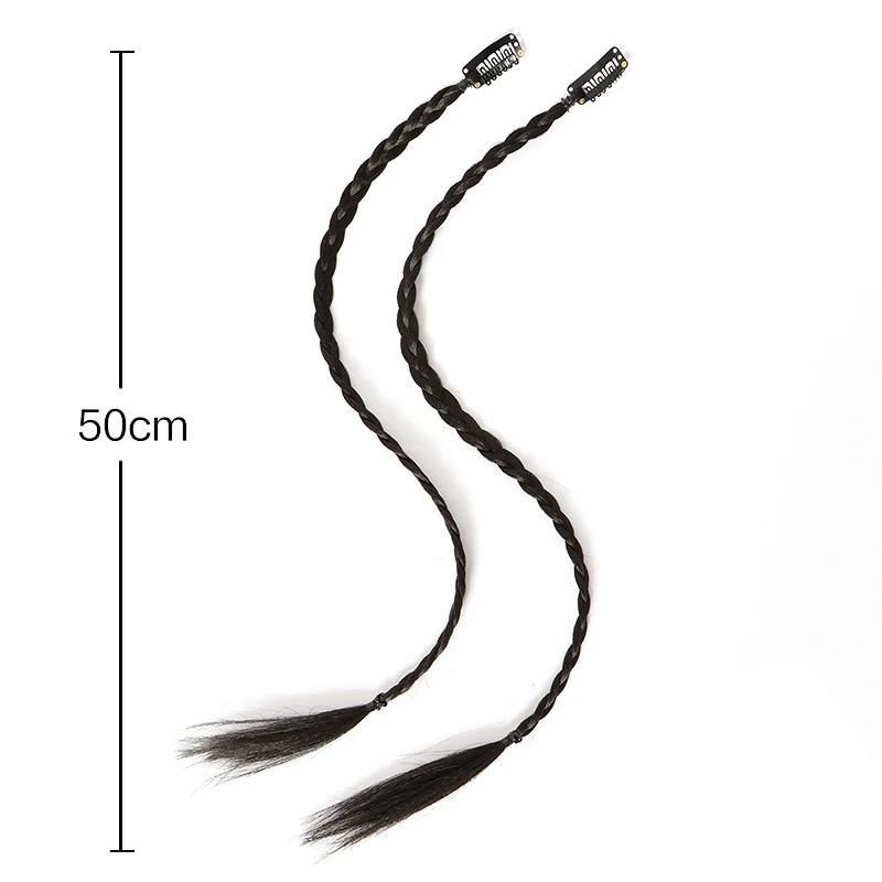 6pcs Synthetic Long Straight Box Braid Hair Extension Clip in Ponytail High-Temperature Fiber Hairpiece for Women Accessories thumbnail 2
