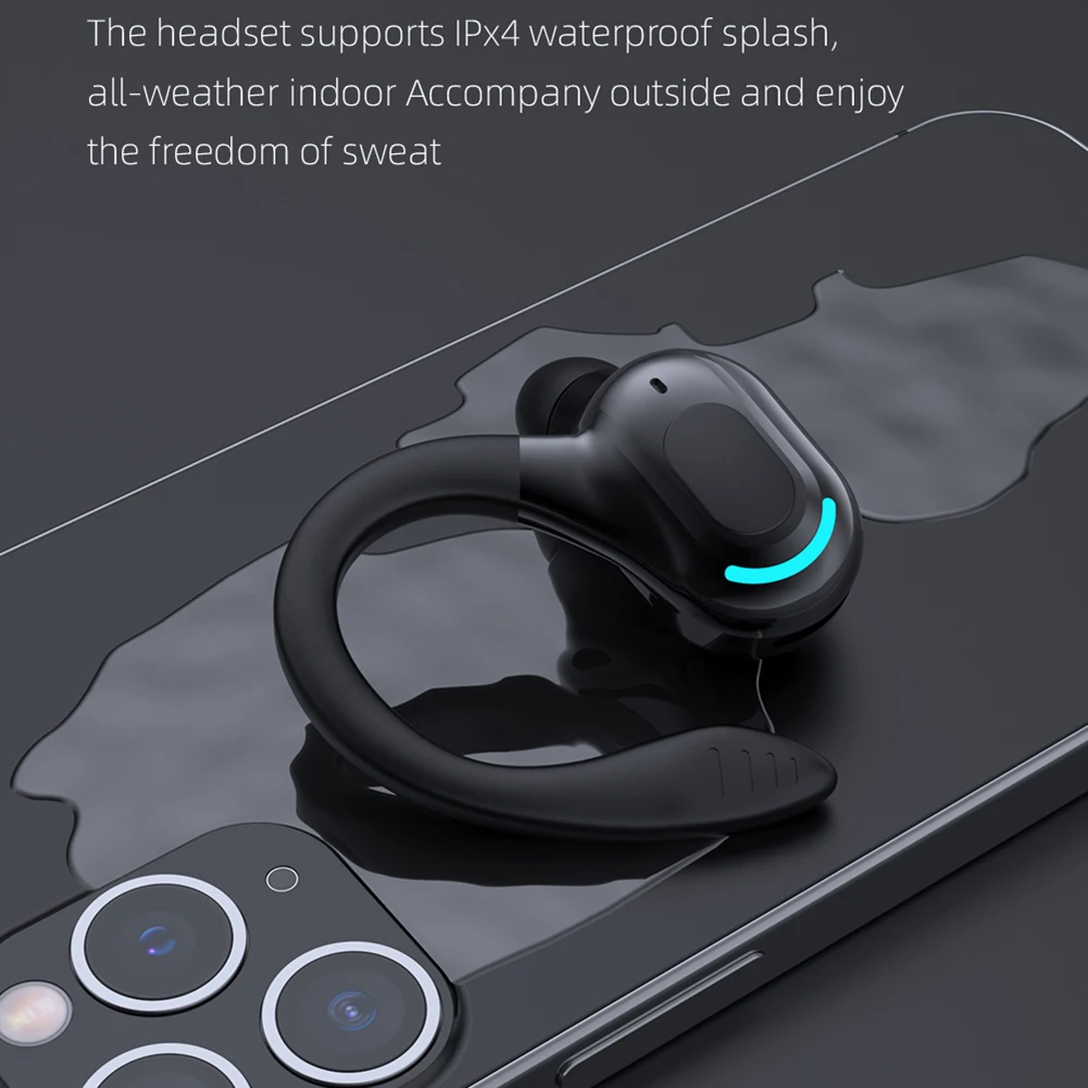 Wireless Headphone Bluetooth-compatible 5.2 Earphone Single Ear Earbuds with Mic HD Sound Quality Headset thumbnail 3