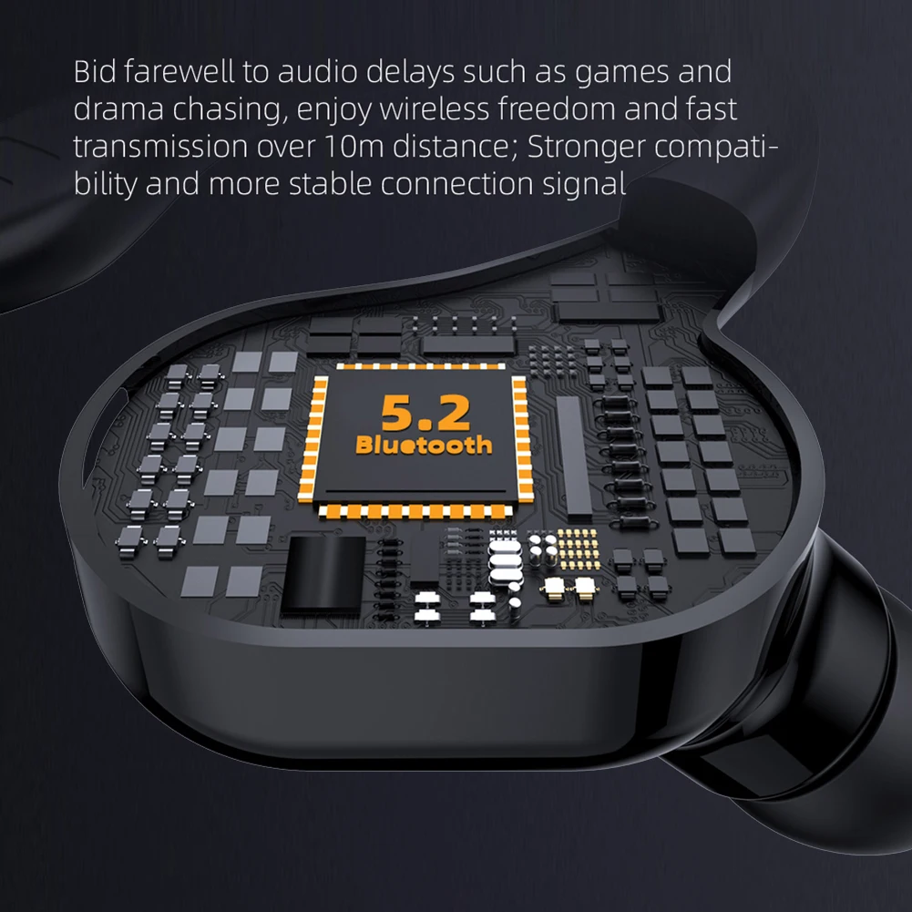 Wireless Headphone Bluetooth-compatible 5.2 Earphone Single Ear Earbuds with Mic HD Sound Quality Headset thumbnail 5