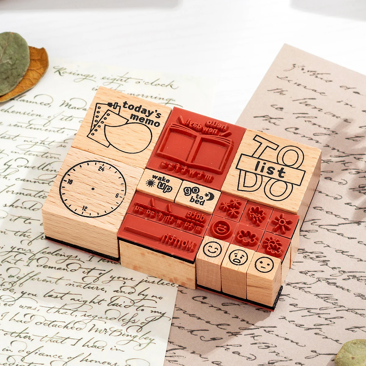 Number Week Month Wooden Stamp Set For Scrapbooking Decoration Diy Craft Rubber Stationery Plann Time Wood Stamps thumbnail 2