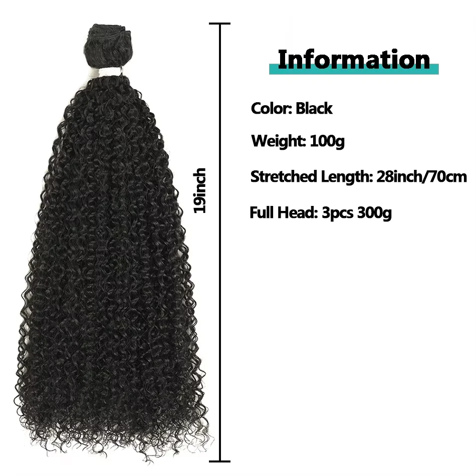 Synthetic Jerry Curly Hair Bundles Organic Fiber 28inch 100g Kinky Curly Hair Extensions Black Crochet Hair Heat Resistant Wave thumbnail 2