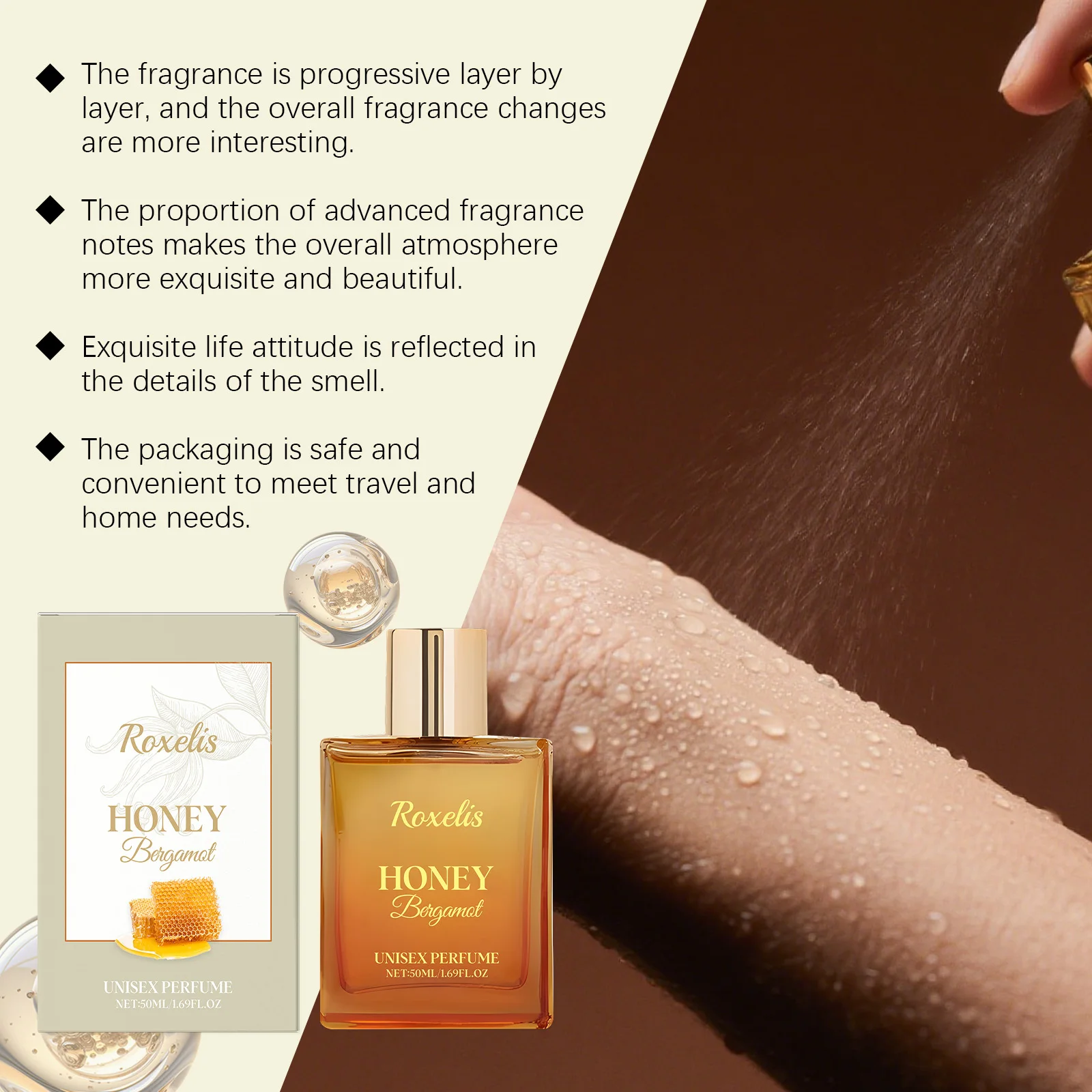 Honey Bergamot Pheromone Fragrance Spray Lasting Fragrance Deodorant Eau de Toilette Cologne Fragrance For Women Skin Care thumbnail 2