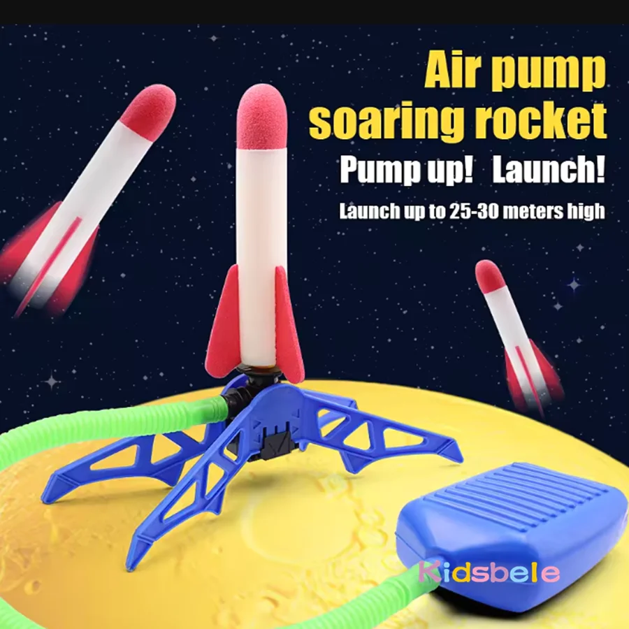 Foot-Pump Air Rocket Launcher Toy Outdoor Kids Play Set  Safe Air-Powered Fun Easy Operation STEM Educational Gift Pedal Game